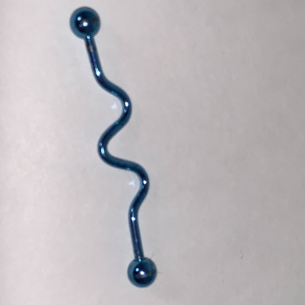 14 Gauge Blue Industrial Bar Squiggly Design.